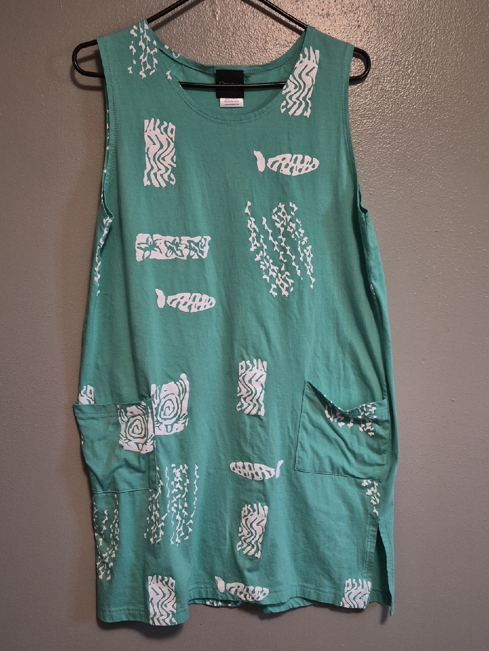 Cromer Resortwear Tropical Swim Cover Turquoise Cotton Large